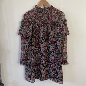 Zara woman - black floral dress - XS